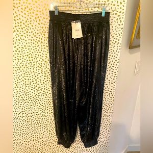 Black shimmery jogger pants from 7 for all mankind